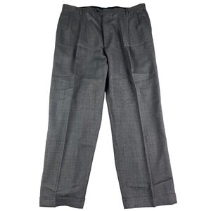 Joseph & Feiss International Trio Gray Wool Pleated Cuffed Dress Pants 41R 40x29